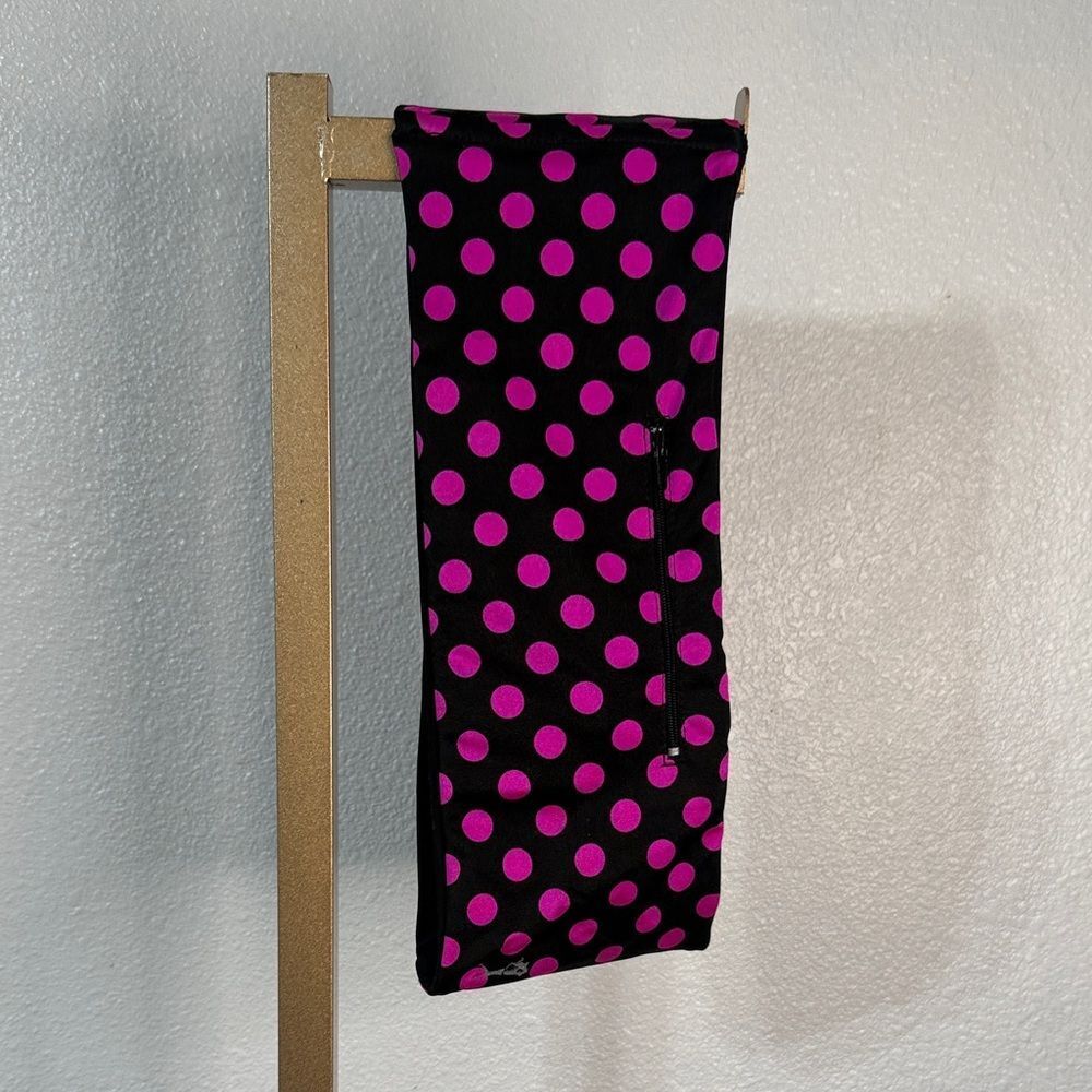 Smash Dandy Pink Polka Dot Running Headband w/ Zipper Pockets